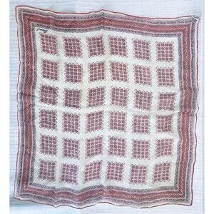 VTG  Burmel Chiffon Scarf Handkerchief Geometric Hand Rolled Hem 20"x20" Japan